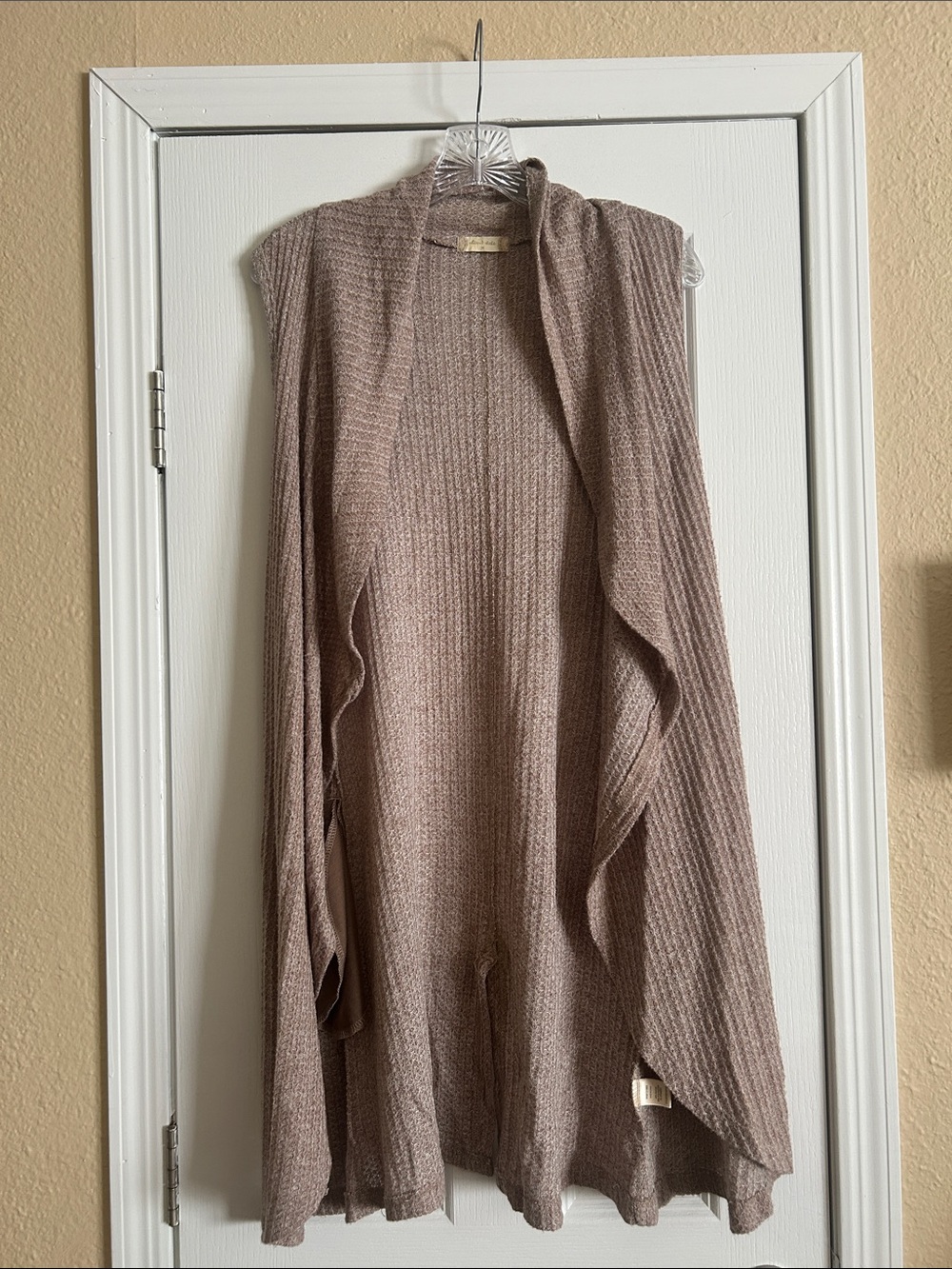 Altar'd State Taupe Open-Front Ribbed Cardigan